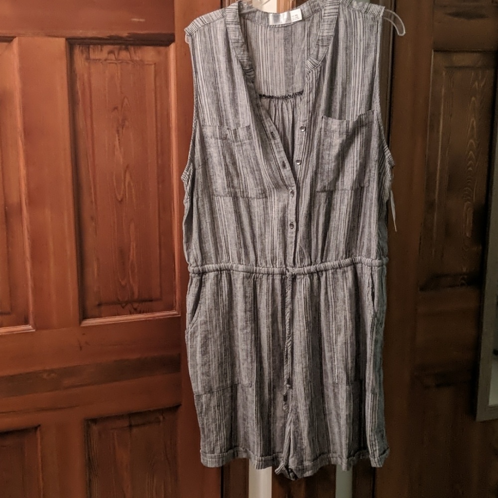 Soft pinstrip plus size romper